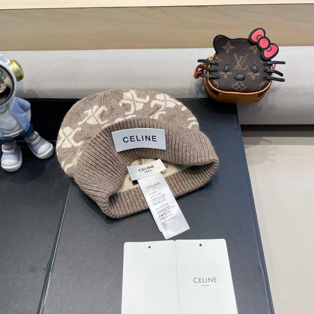  CELINE塞琳2024秋冬新款针织羊毛帽，毛线帽，50羊毛%50兔毛，跑量多色