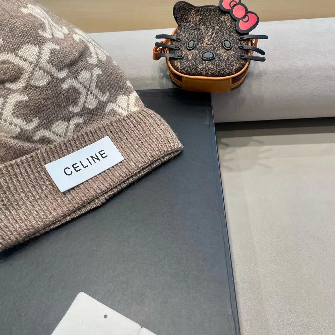  CELINE塞琳2024秋冬新款针织羊毛帽，毛线帽，50羊毛%50兔毛，跑量多色