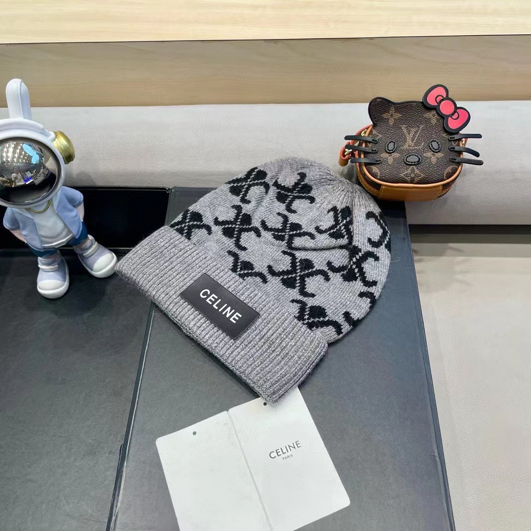  CELINE塞琳2024秋冬新款针织羊毛帽，毛线帽，50羊毛%50兔毛，跑量多色