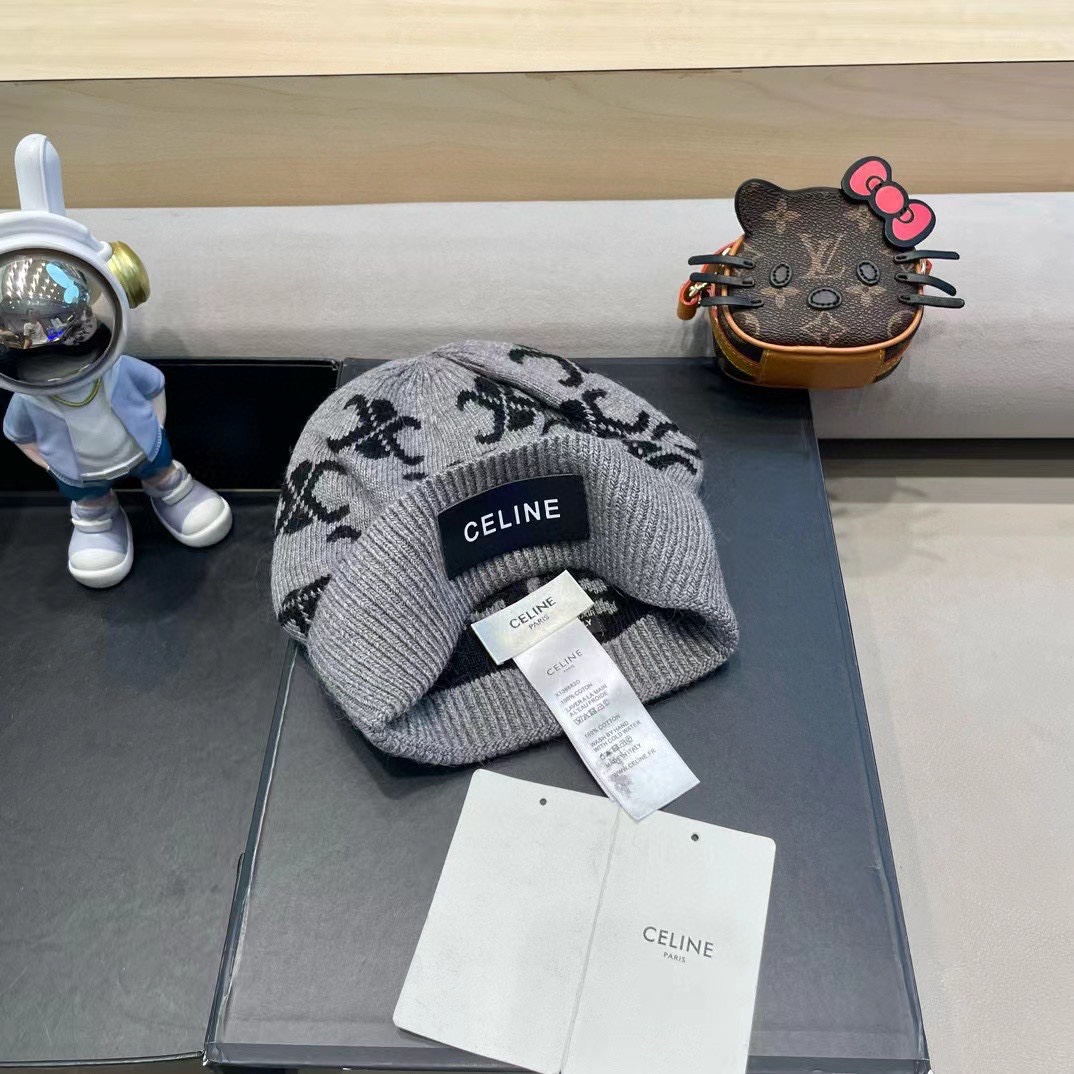  CELINE塞琳2024秋冬新款针织羊毛帽，毛线帽，50羊毛%50兔毛，跑量多色
