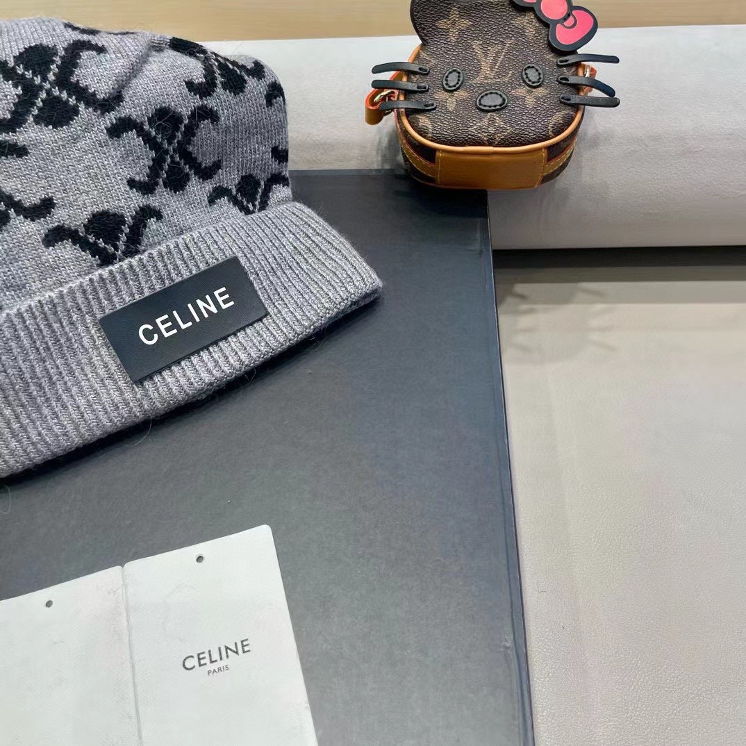  CELINE塞琳2024秋冬新款针织羊毛帽，毛线帽，50羊毛%50兔毛，跑量多色