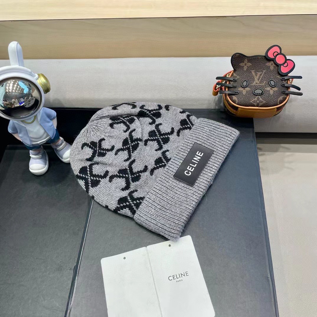  CELINE塞琳2024秋冬新款针织羊毛帽，毛线帽，50羊毛%50兔毛，跑量多色