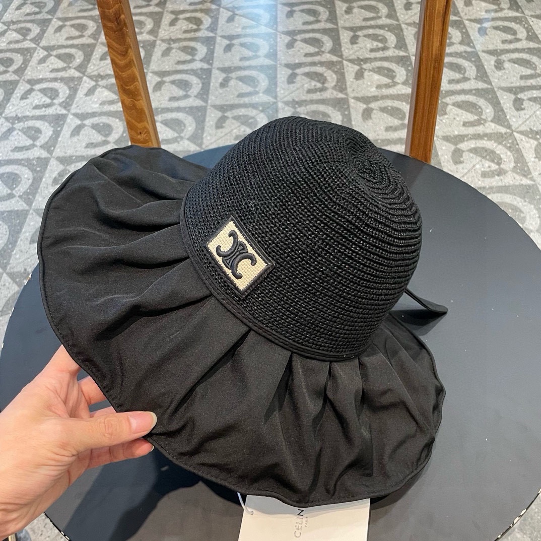 celien塞琳夏季新款韩版户外出游防晒太阳帽大帽檐遮脸渔夫帽夏天遮阳帽