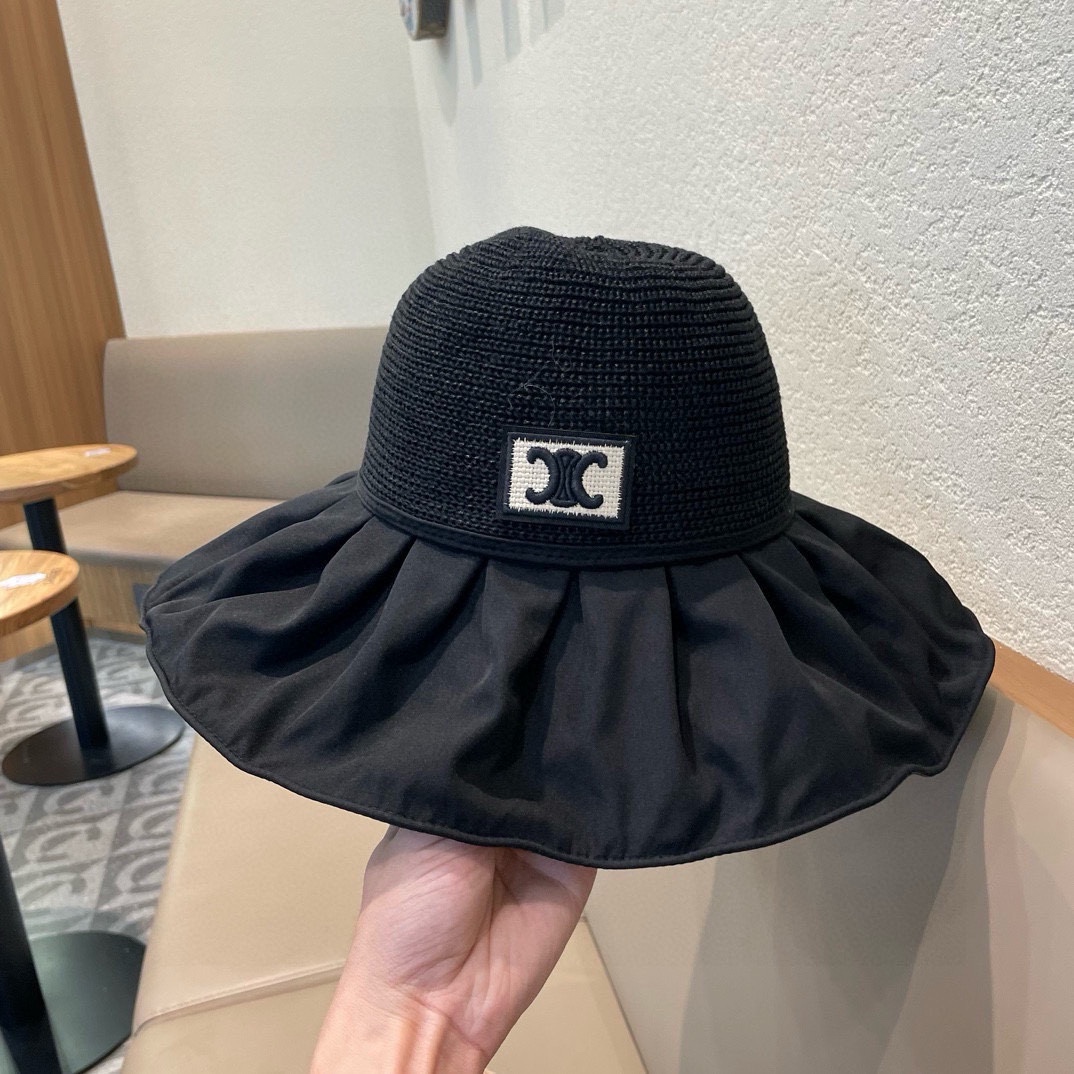 celien塞琳夏季新款韩版户外出游防晒太阳帽大帽檐遮脸渔夫帽夏天遮阳帽