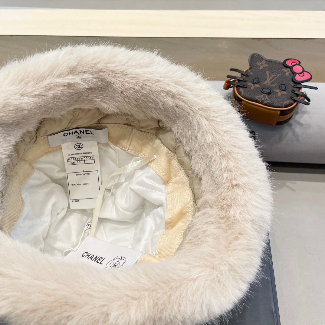 Chanel 2024新款秋冬季女东北棉帽防风保暖护耳防寒加厚冬天毛绒渔夫帽子