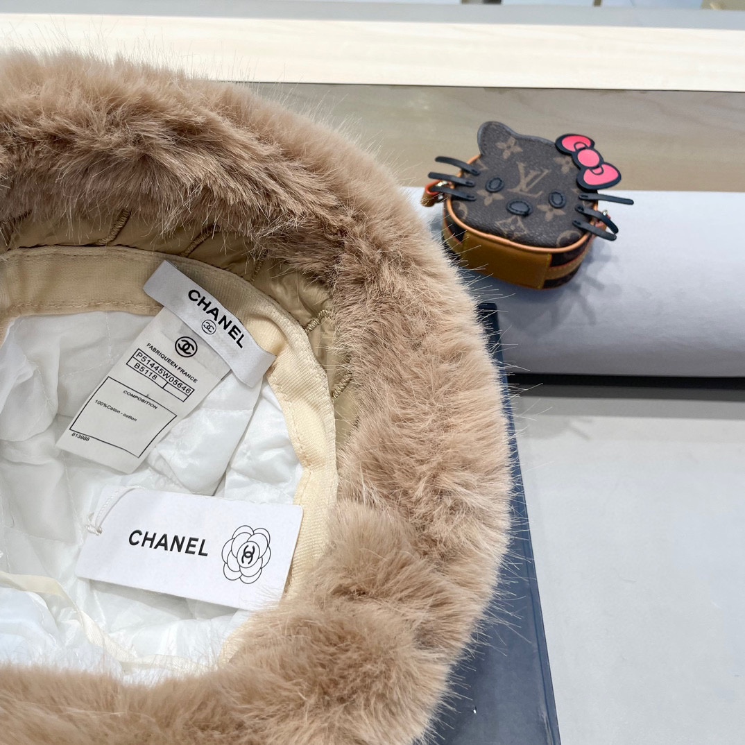 Chanel 2024新款秋冬季女东北棉帽防风保暖护耳防寒加厚冬天毛绒渔夫帽子