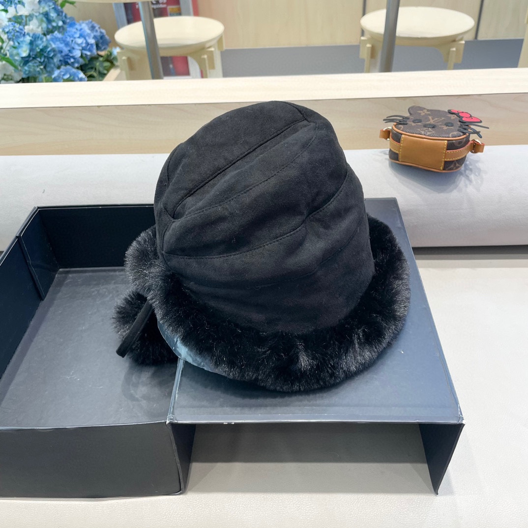  moncler潮牌蒙口凌誉麂皮绒球球渔夫帽加厚加绒保暖百搭滑雪护耳雷锋帽