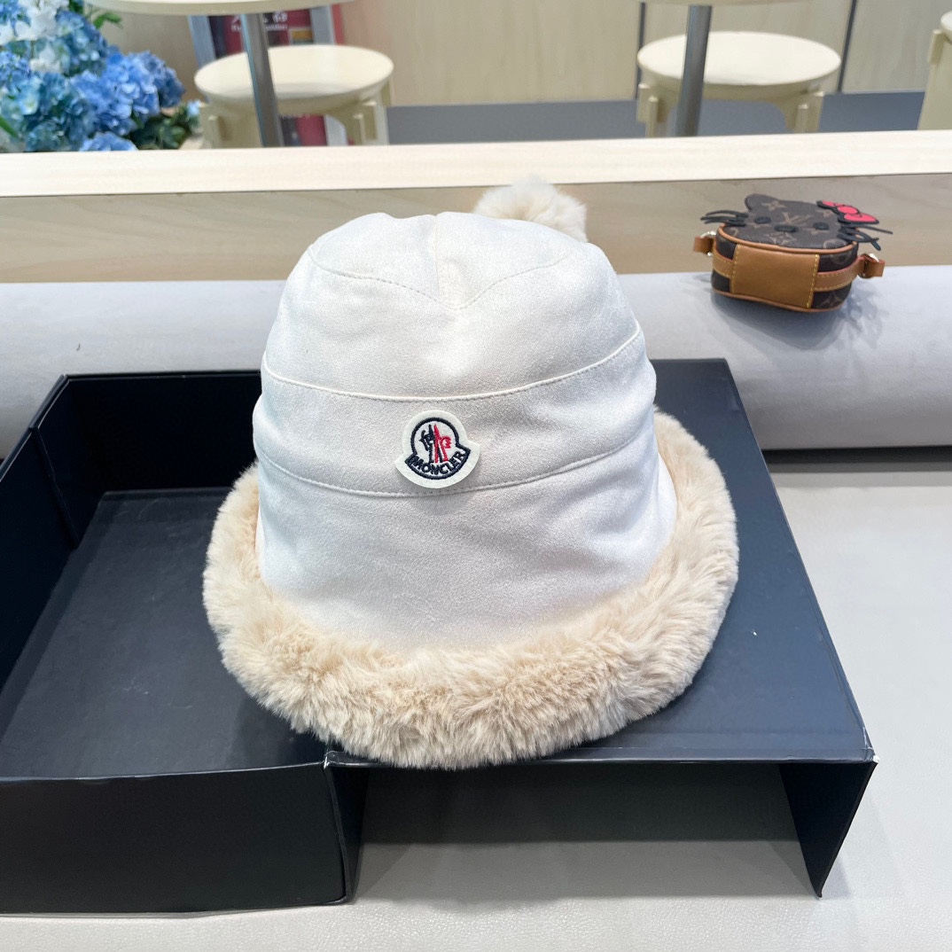 moncler潮牌蒙口凌誉麂皮绒球球渔夫帽加厚加绒保暖百搭滑雪护耳雷锋帽