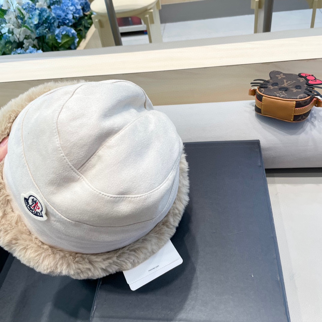  moncler潮牌蒙口凌誉麂皮绒球球渔夫帽加厚加绒保暖百搭滑雪护耳雷锋帽