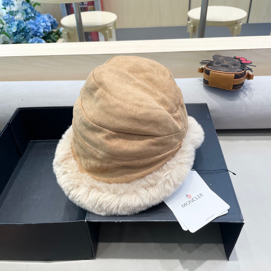  moncler潮牌蒙口凌誉麂皮绒球球渔夫帽加厚加绒保暖百搭滑雪护耳雷锋帽