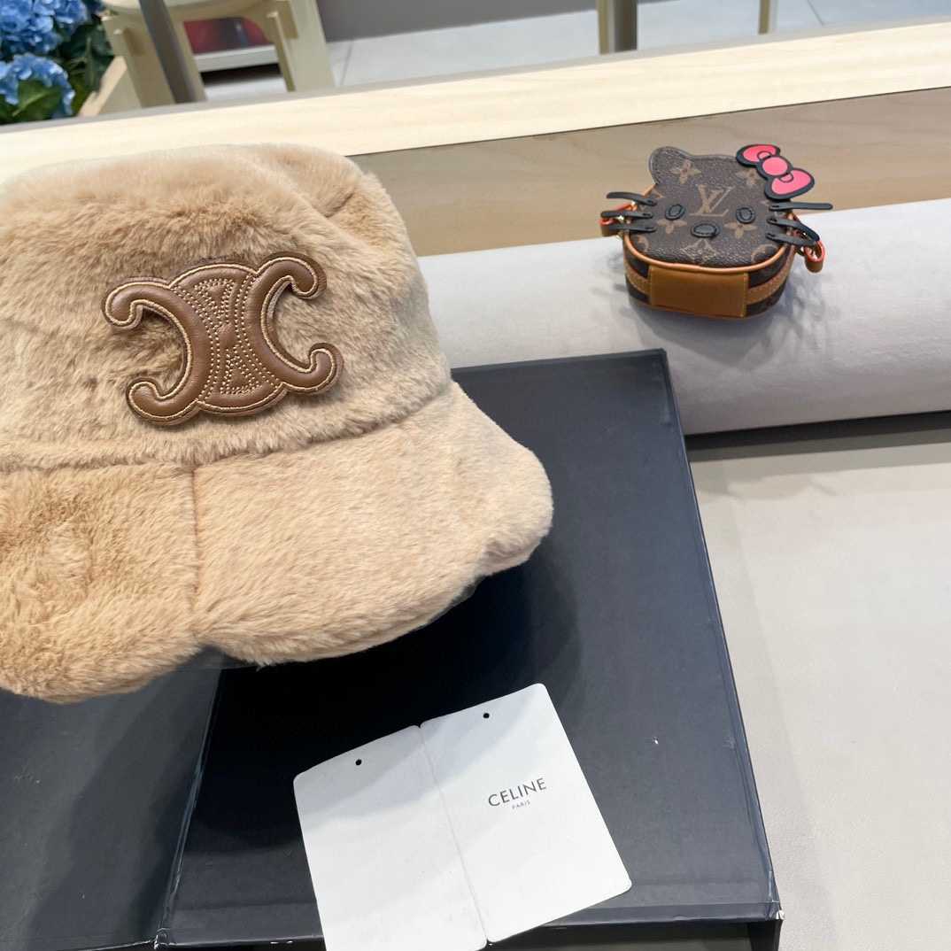 塞琳Celine韩版兔毛渔夫帽子女素颜百搭保暖遮脸水桶帽秋冬毛茸茸显脸小盆帽