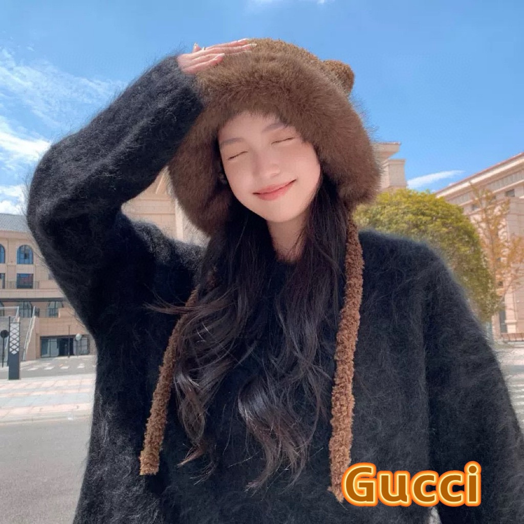 NO:364502,Gucci cute bear ears versatile solid color warm face showing little girls' style winter fashion warm and cold new plush hat hat fisherman hat baseball hat knit hat, hat, gucci, espadrilles, hatsGucci 可爱小熊耳朵百搭纯色保暖显脸小女款冬季时尚保暖防寒新款毛绒帽帽子渔夫帽棒球帽针织帽,帽子,gucci,espadrilles,hats,hat