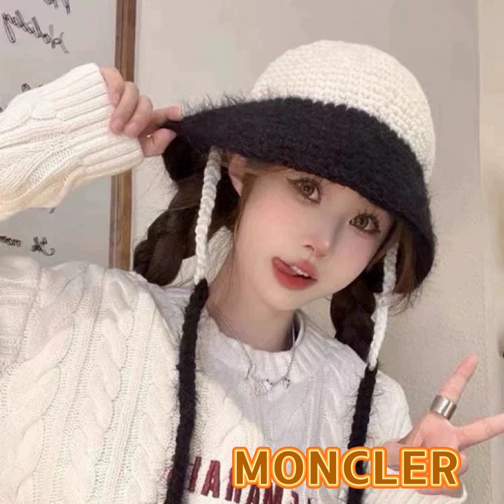  moncler  新款针织渔夫帽女时尚拼色流苏水桶帽秋冬季保暖毛线帽子女