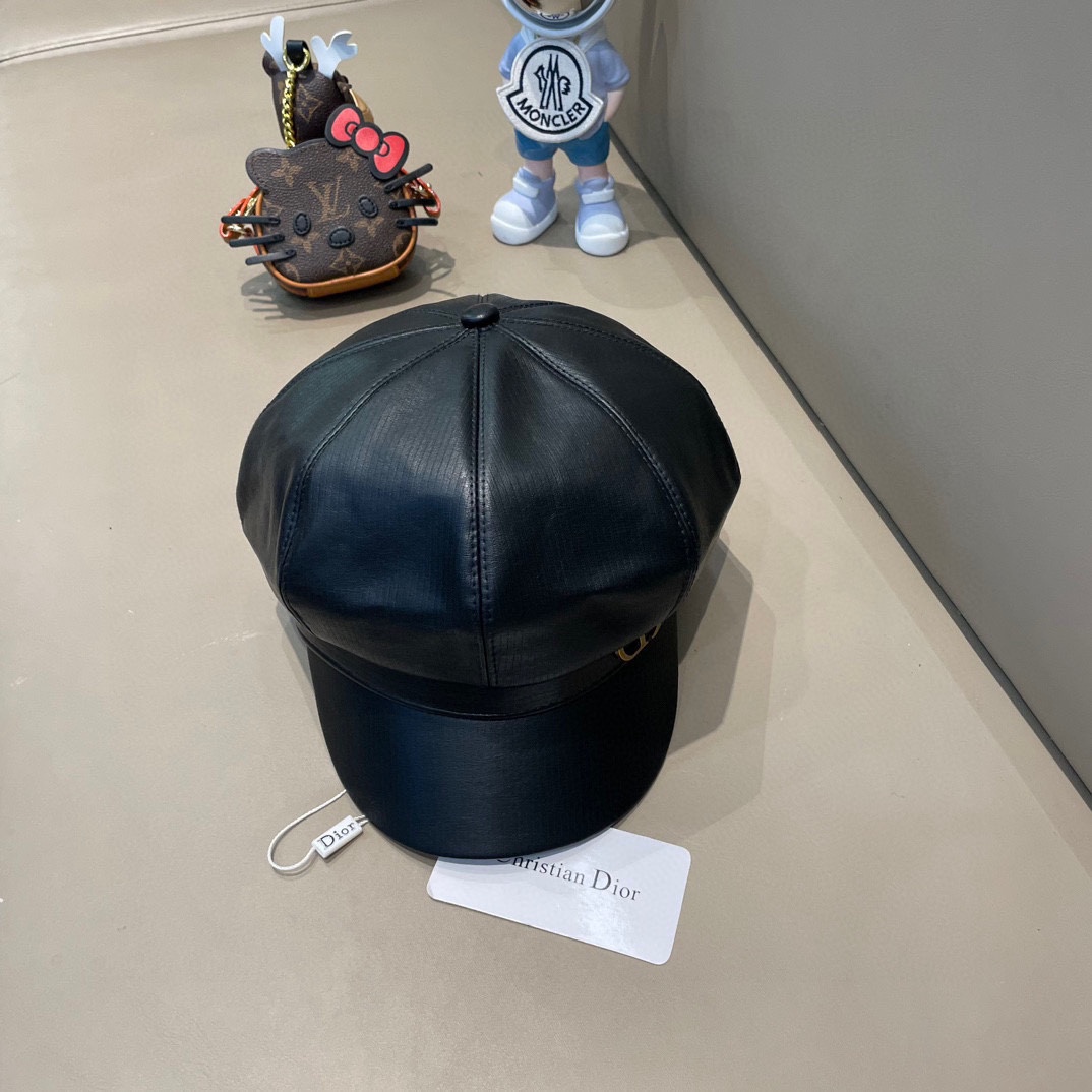 DIOR迪奥复古贝雷帽皮质八角帽女生大头围显脸小报童帽英伦风画家帽子男