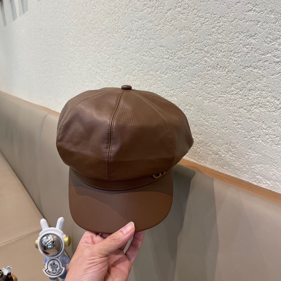 DIOR迪奥复古贝雷帽皮质八角帽女生大头围显脸小报童帽英伦风画家帽子男