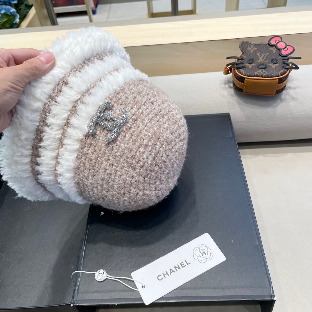  Chanel香奈儿秋冬厚款保暖水桶帽复古百搭显脸小渔夫帽大帽檐毛绒绕盆帽