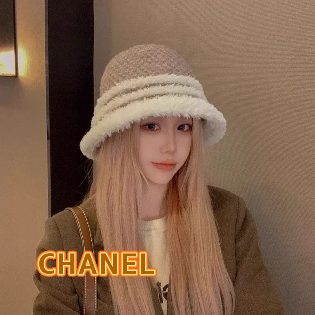  Chanel香奈儿秋冬厚款保暖水桶帽复古百搭显脸小渔夫帽大帽檐毛绒绕盆帽