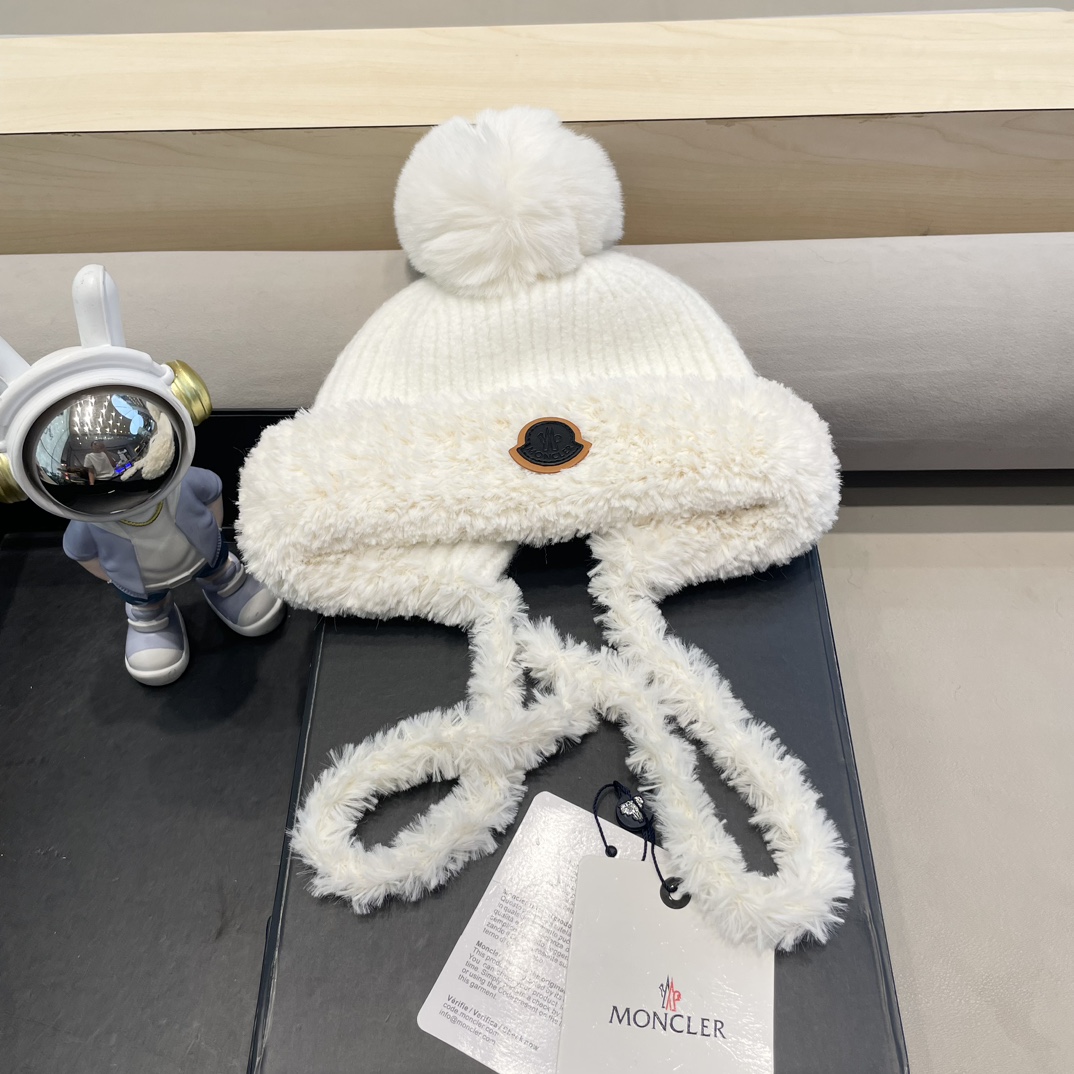 NO:215363,Moncler knitted hat women's new warmth thickened cold-proof plush ball cute lace-up ear protection hat trendy hat fisherman hat baseball hat knit hat, hat, christian louboutin, espadrilles, hats19860909moncler针织帽子女新款保暖加厚防寒毛绒球可爱系带护耳帽潮帽子渔夫帽棒球帽针织帽,帽子,christian louboutin,espadrilles,hats,hat