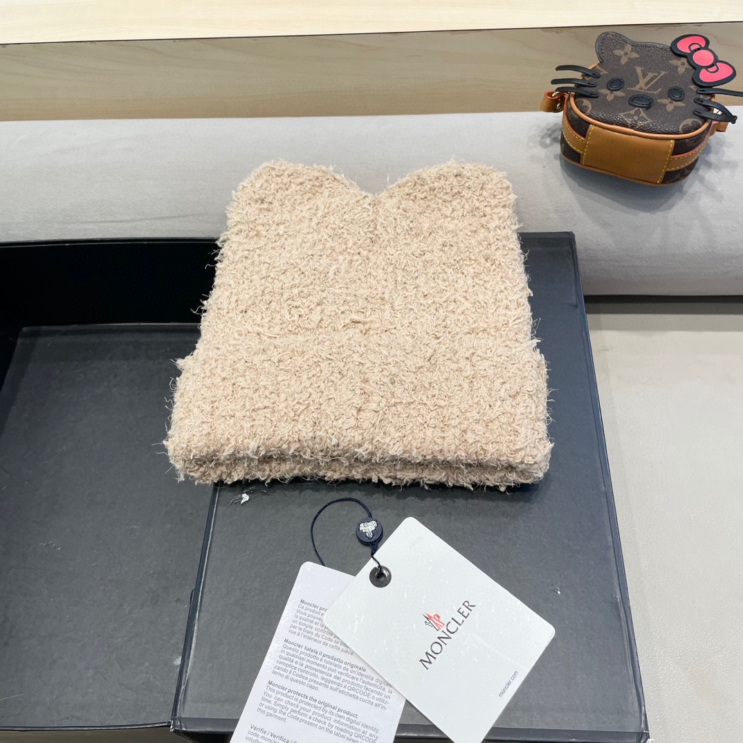 moncler蒙口可爱小熊耳朵毛绒帽子女秋冬季保暖护耳加绒加厚针织毛线套头冷帽