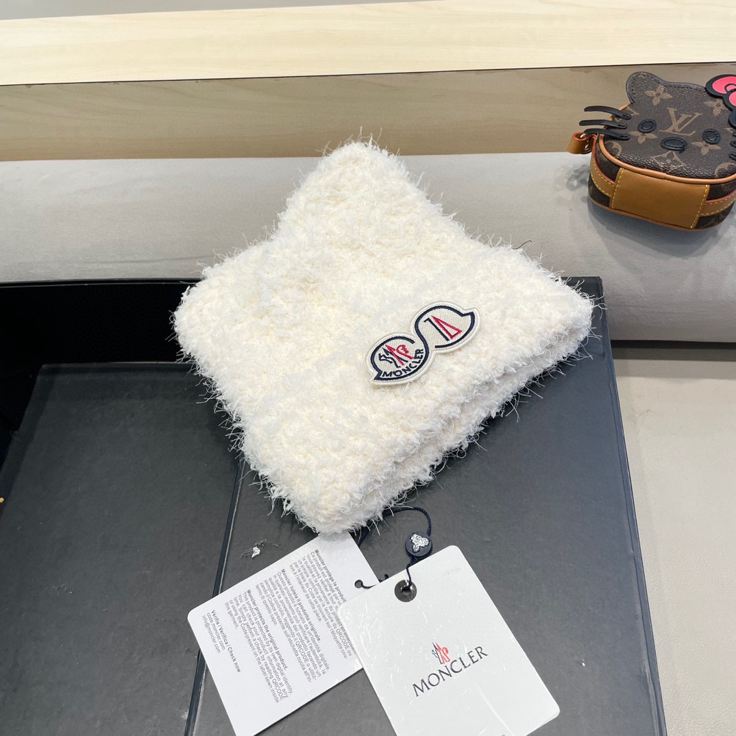 moncler蒙口可爱小熊耳朵毛绒帽子女秋冬季保暖护耳加绒加厚针织毛线套头冷帽