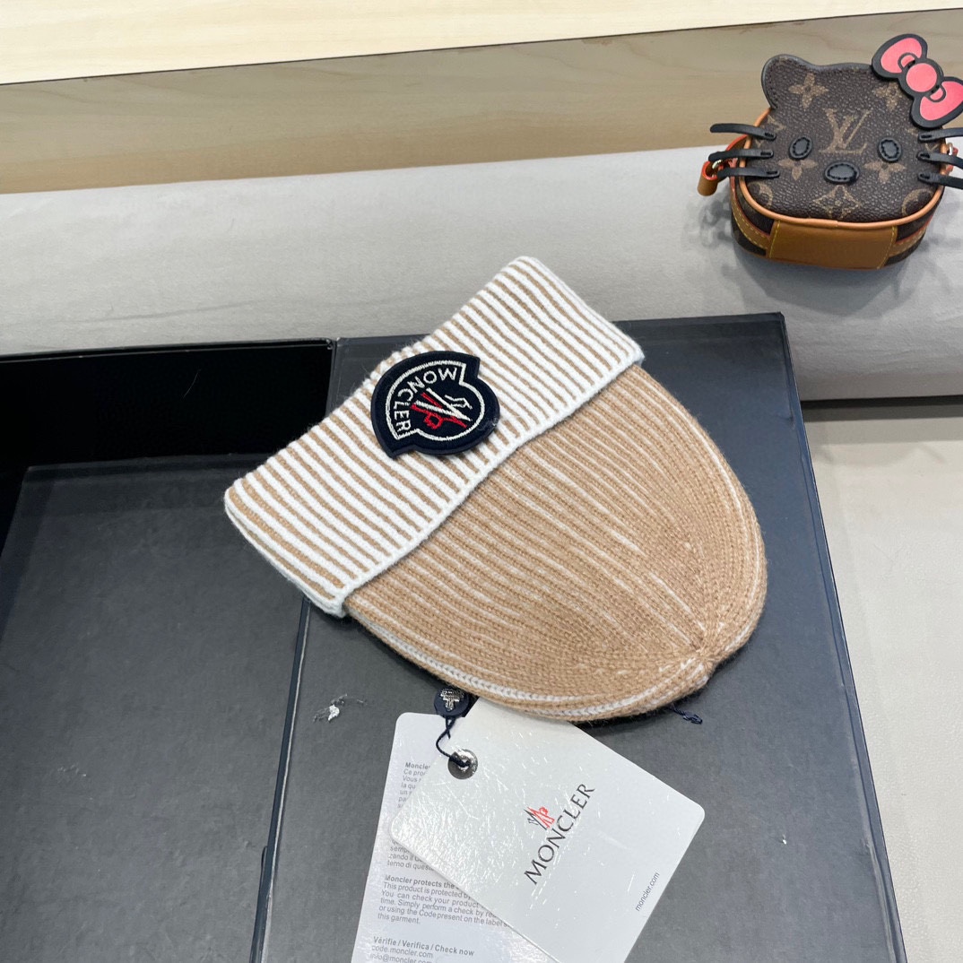蒙口moncler2024新款网红毛线帽子女加厚保暖护耳套头帽百搭显脸小秋冬针织帽