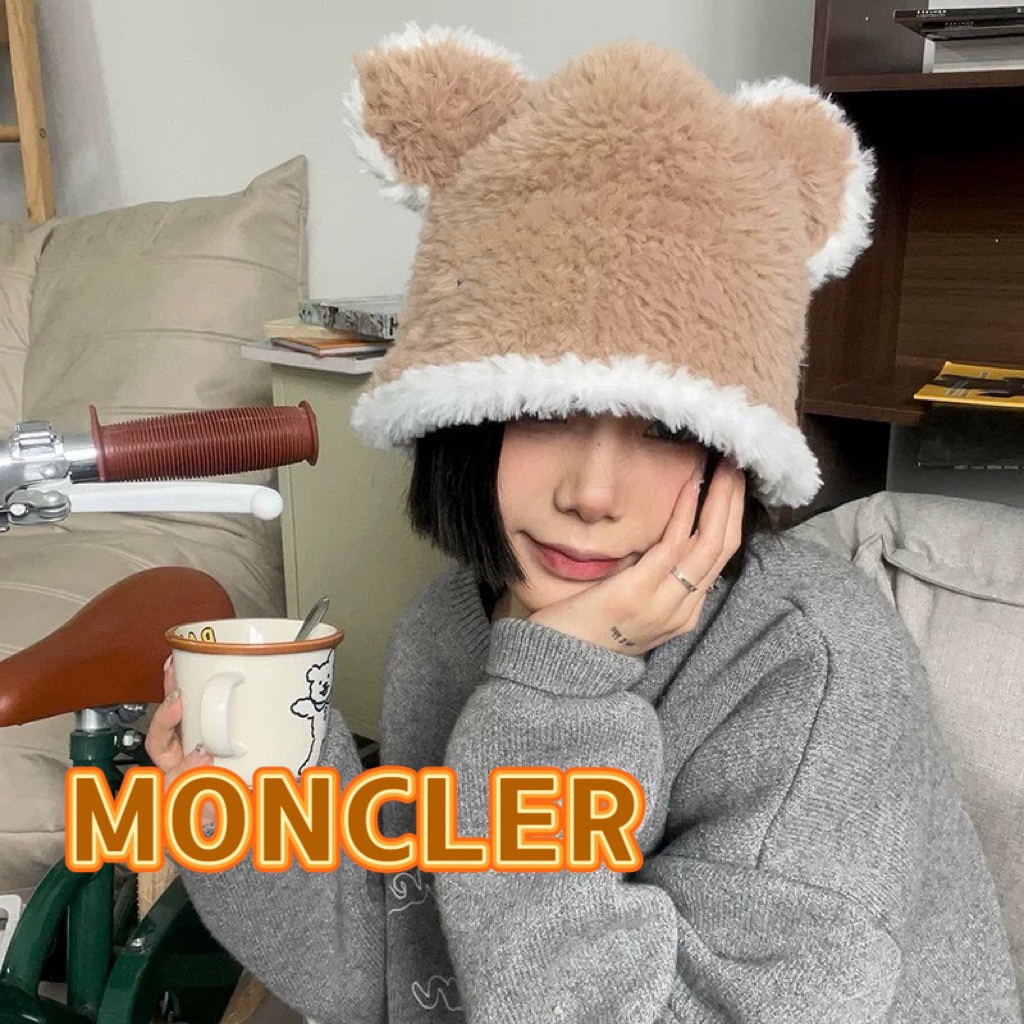 【MONCLER蒙口秋冬柔软皮草毛茸茸加厚保暖渔夫帽珠钻流苏耳朵盆帽