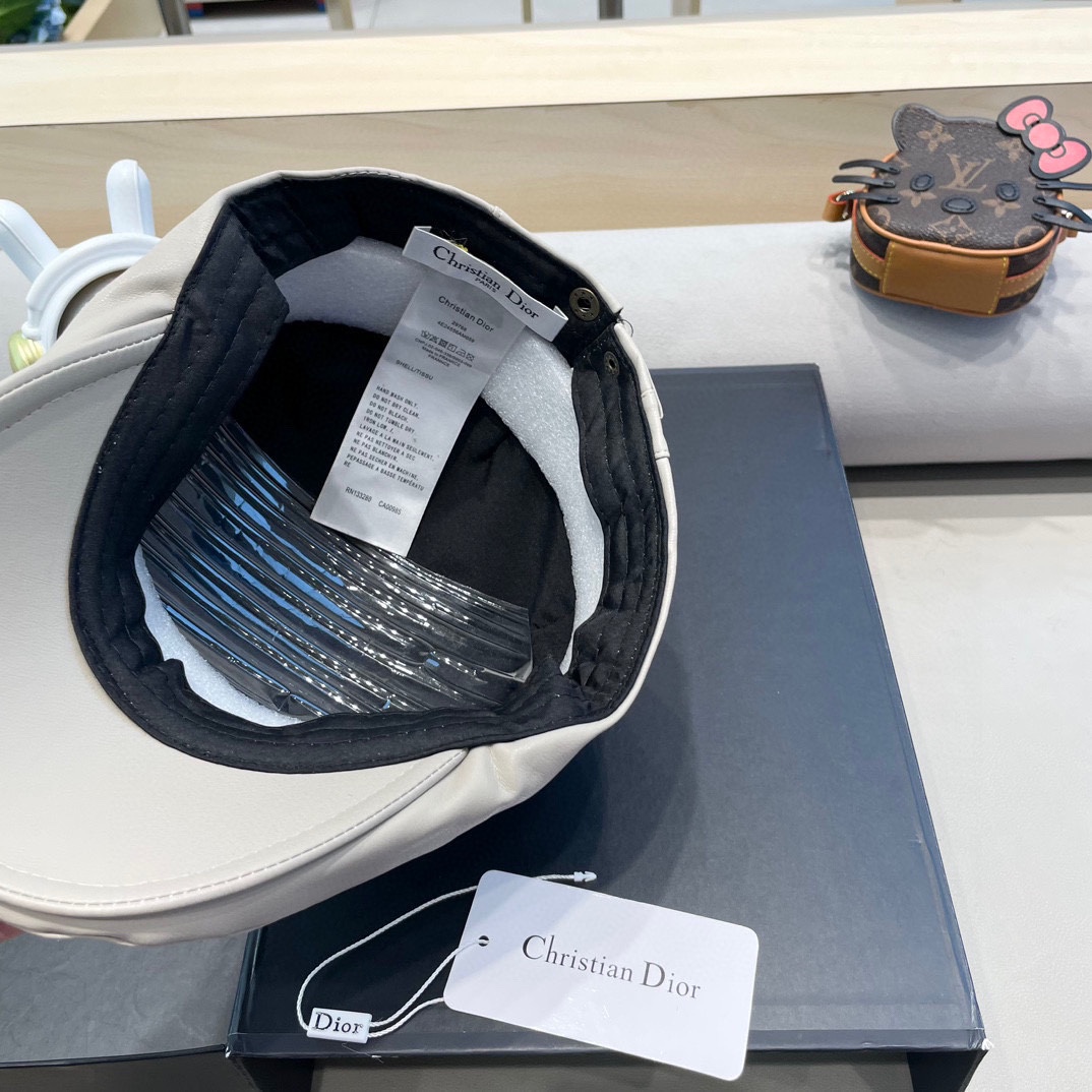 DIOR迪奥美式小众设计品牌百搭皮质画家帽贝雷帽子女春秋时尚潮复古前进帽。