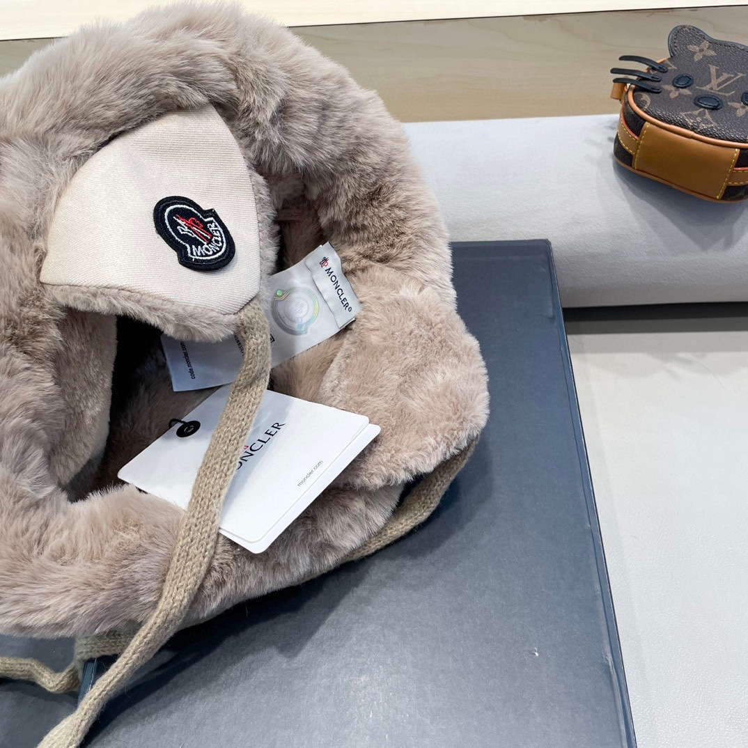 蒙口Moncler2024新款冬季毛绒渔夫帽加厚保暖防风护耳雷锋帽东北显脸小