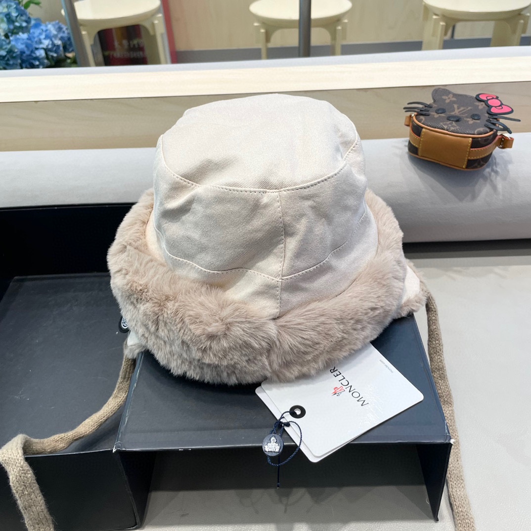蒙口Moncler2024新款冬季毛绒渔夫帽加厚保暖防风护耳雷锋帽东北显脸小