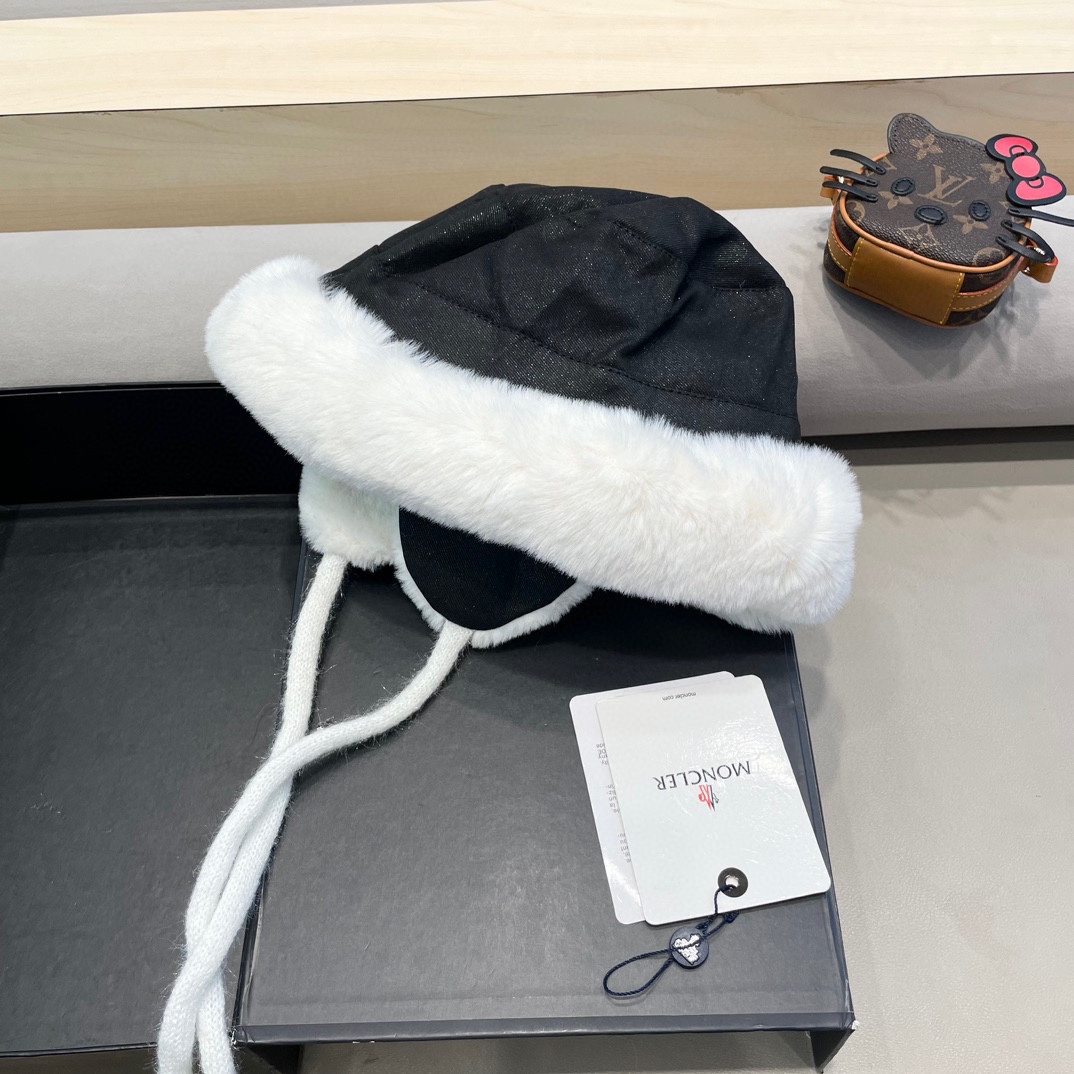蒙口Moncler2024新款冬季毛绒渔夫帽加厚保暖防风护耳雷锋帽东北显脸小