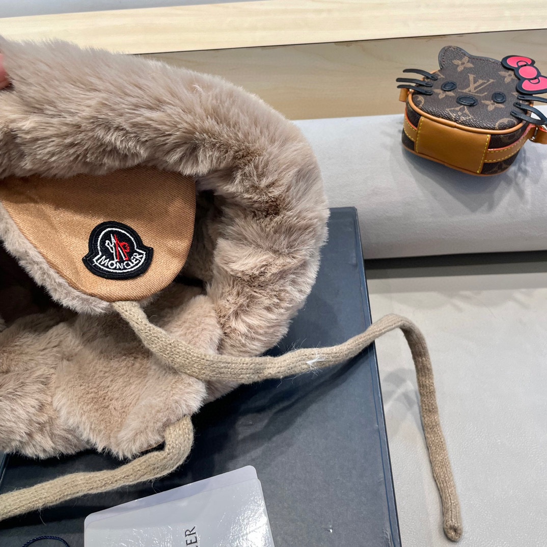 蒙口Moncler2024新款冬季毛绒渔夫帽加厚保暖防风护耳雷锋帽东北显脸小