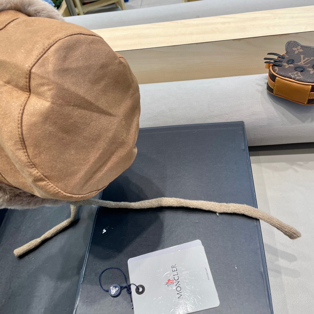 蒙口Moncler2024新款冬季毛绒渔夫帽加厚保暖防风护耳雷锋帽东北显脸小