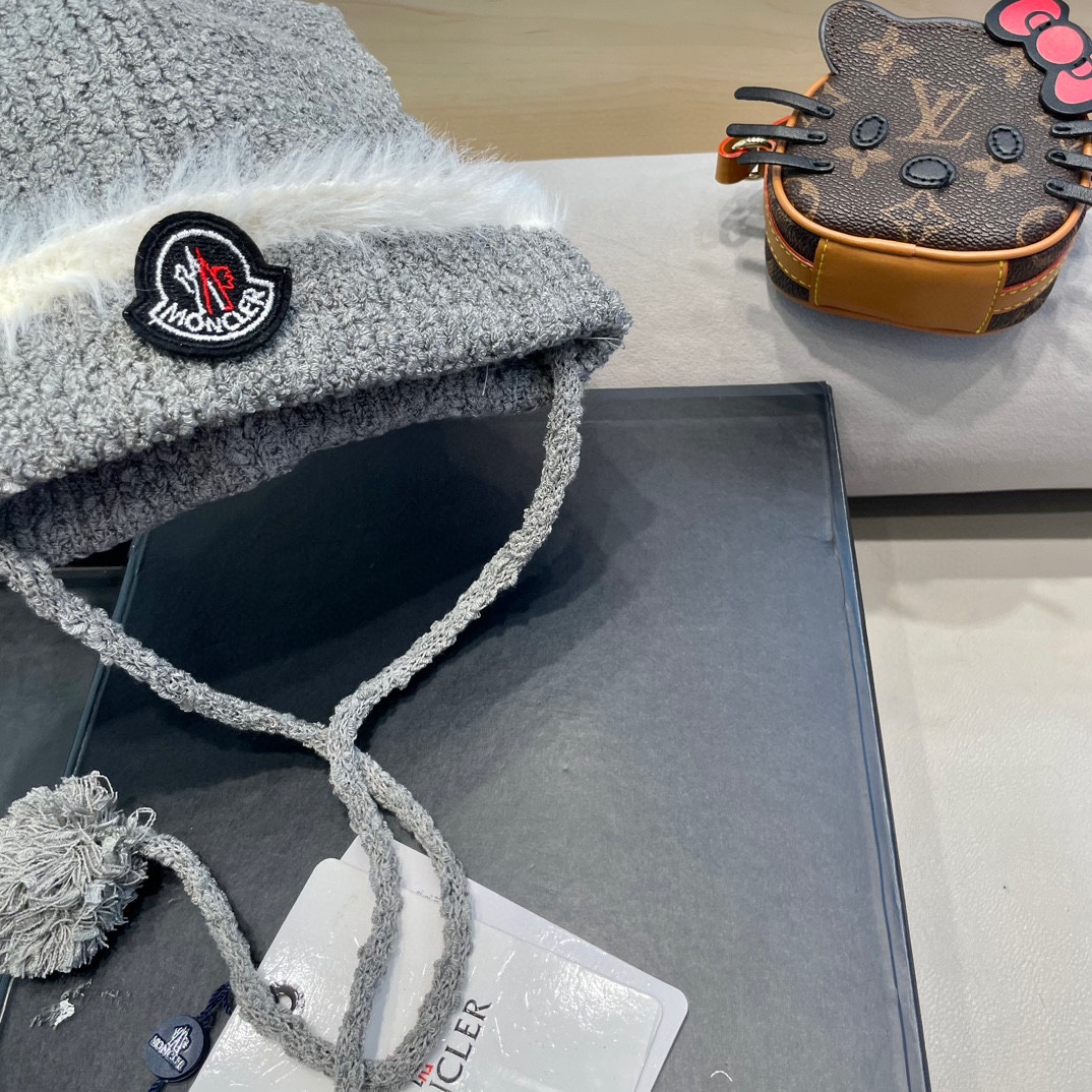 蒙口Moncler2024秋冬卡通可爱狐狸针织帽子女保暖防寒学生百搭套头毛线冷帽潮