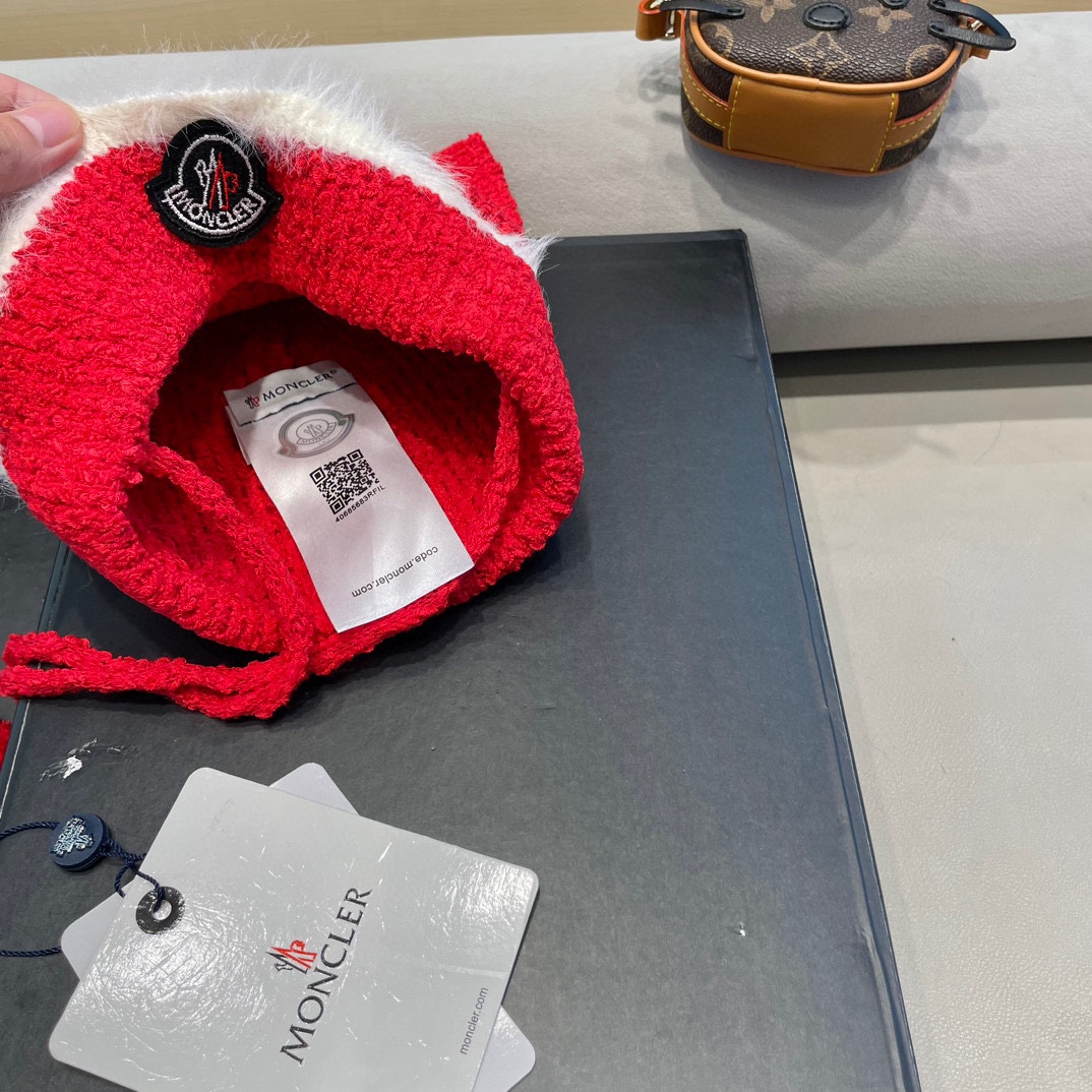 蒙口Moncler2024秋冬卡通可爱狐狸针织帽子女保暖防寒学生百搭套头毛线冷帽潮