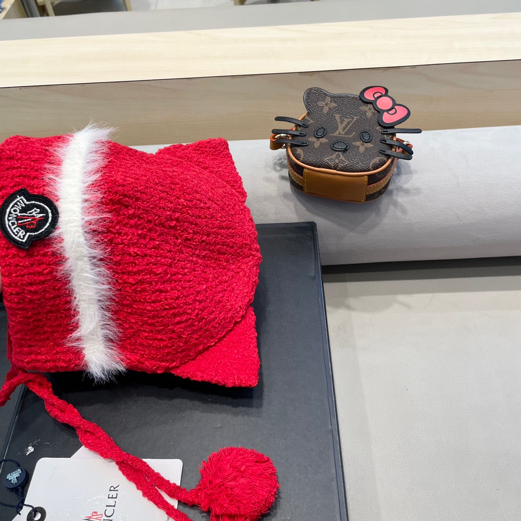 蒙口Moncler2024秋冬卡通可爱狐狸针织帽子女保暖防寒学生百搭套头毛线冷帽潮