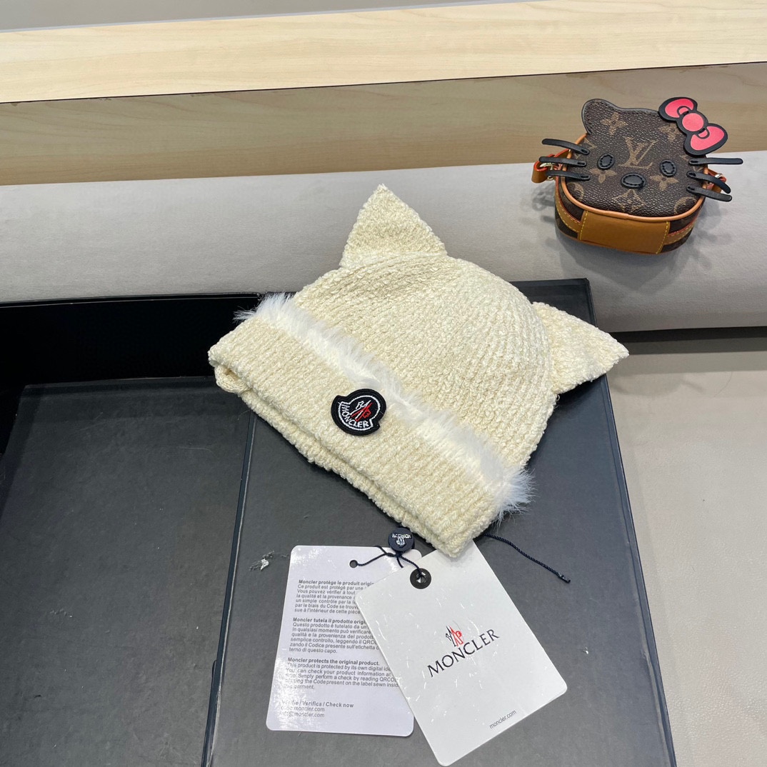 蒙口Moncler2024秋冬卡通可爱狐狸针织帽子女保暖防寒学生百搭套头毛线冷帽潮