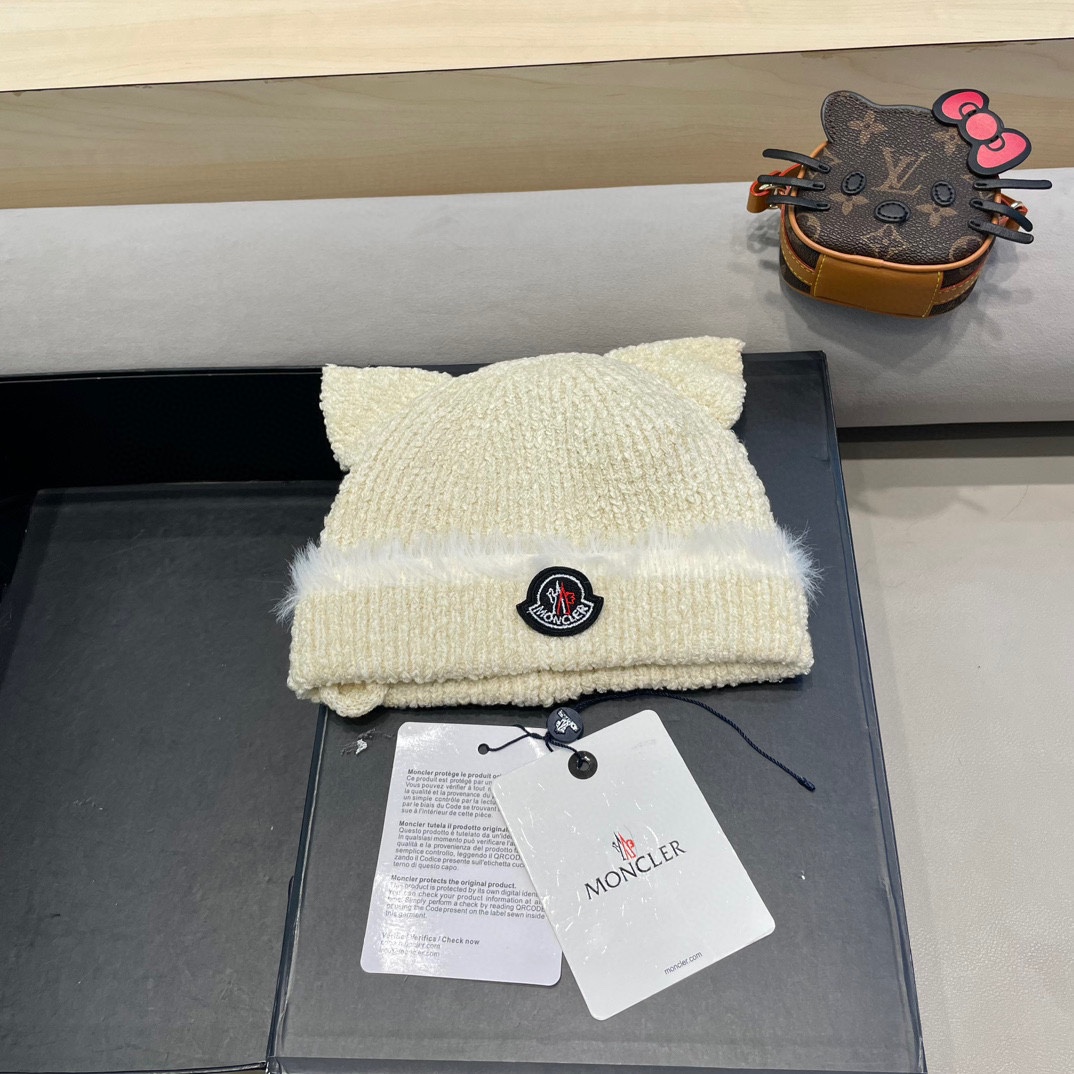 蒙口Moncler2024秋冬卡通可爱狐狸针织帽子女保暖防寒学生百搭套头毛线冷帽潮