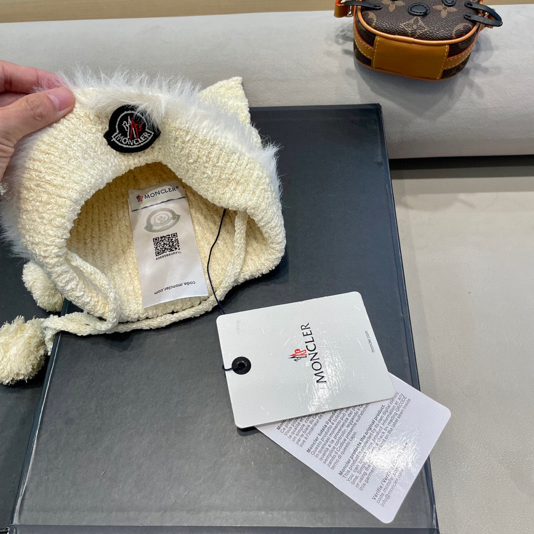蒙口Moncler2024秋冬卡通可爱狐狸针织帽子女保暖防寒学生百搭套头毛线冷帽潮