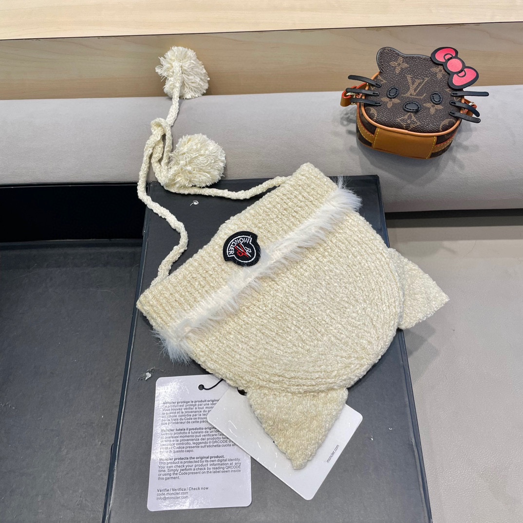 蒙口Moncler2024秋冬卡通可爱狐狸针织帽子女保暖防寒学生百搭套头毛线冷帽潮