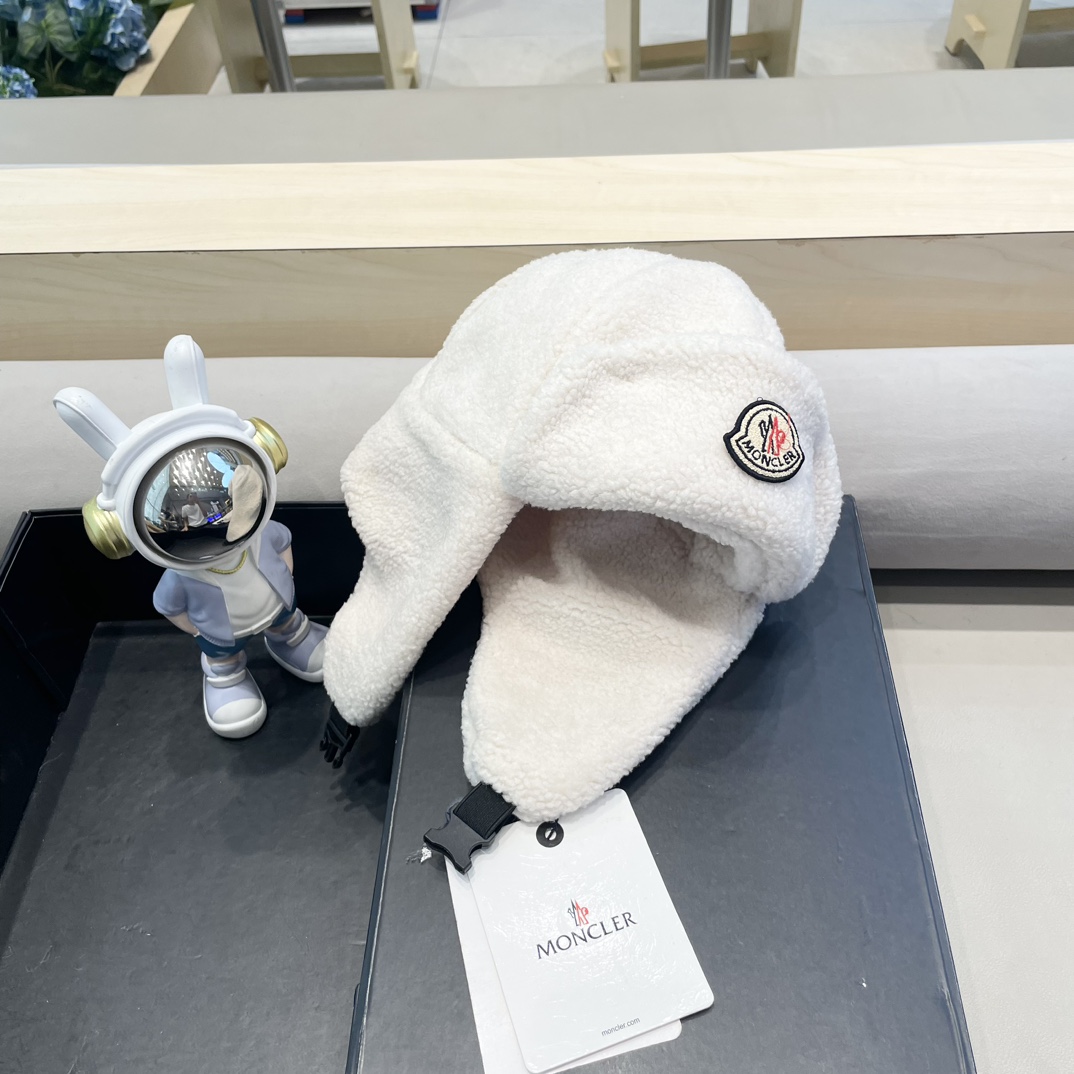 moncler蒙口潮牌保暖防寒羊羔绒雷锋帽秋冬季男女骑行护耳帽