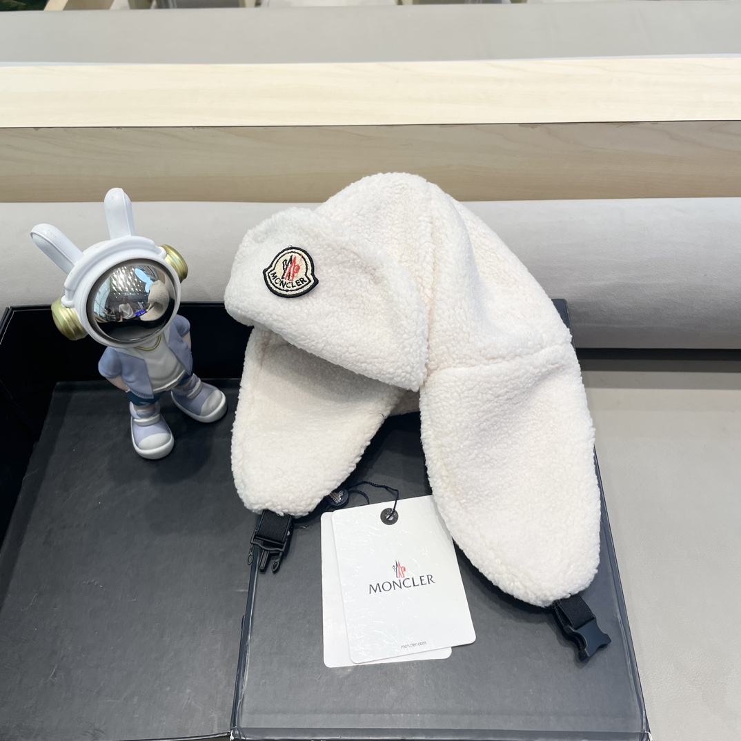 moncler蒙口潮牌保暖防寒羊羔绒雷锋帽秋冬季男女骑行护耳帽