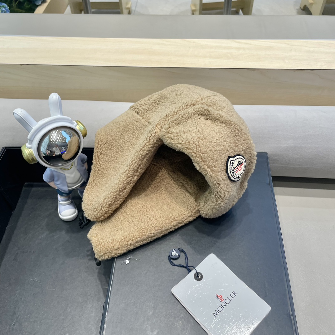 moncler蒙口潮牌保暖防寒羊羔绒雷锋帽秋冬季男女骑行护耳帽