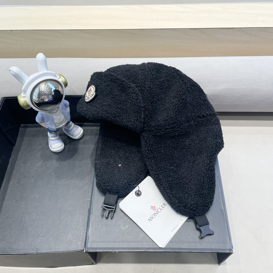 moncler蒙口潮牌保暖防寒羊羔绒雷锋帽秋冬季男女骑行护耳帽