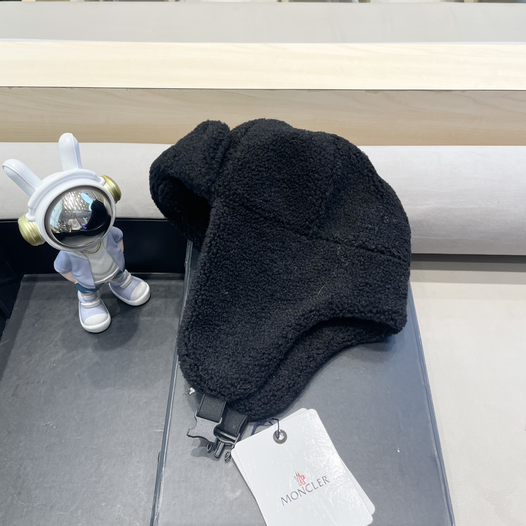 moncler蒙口潮牌保暖防寒羊羔绒雷锋帽秋冬季男女骑行护耳帽
