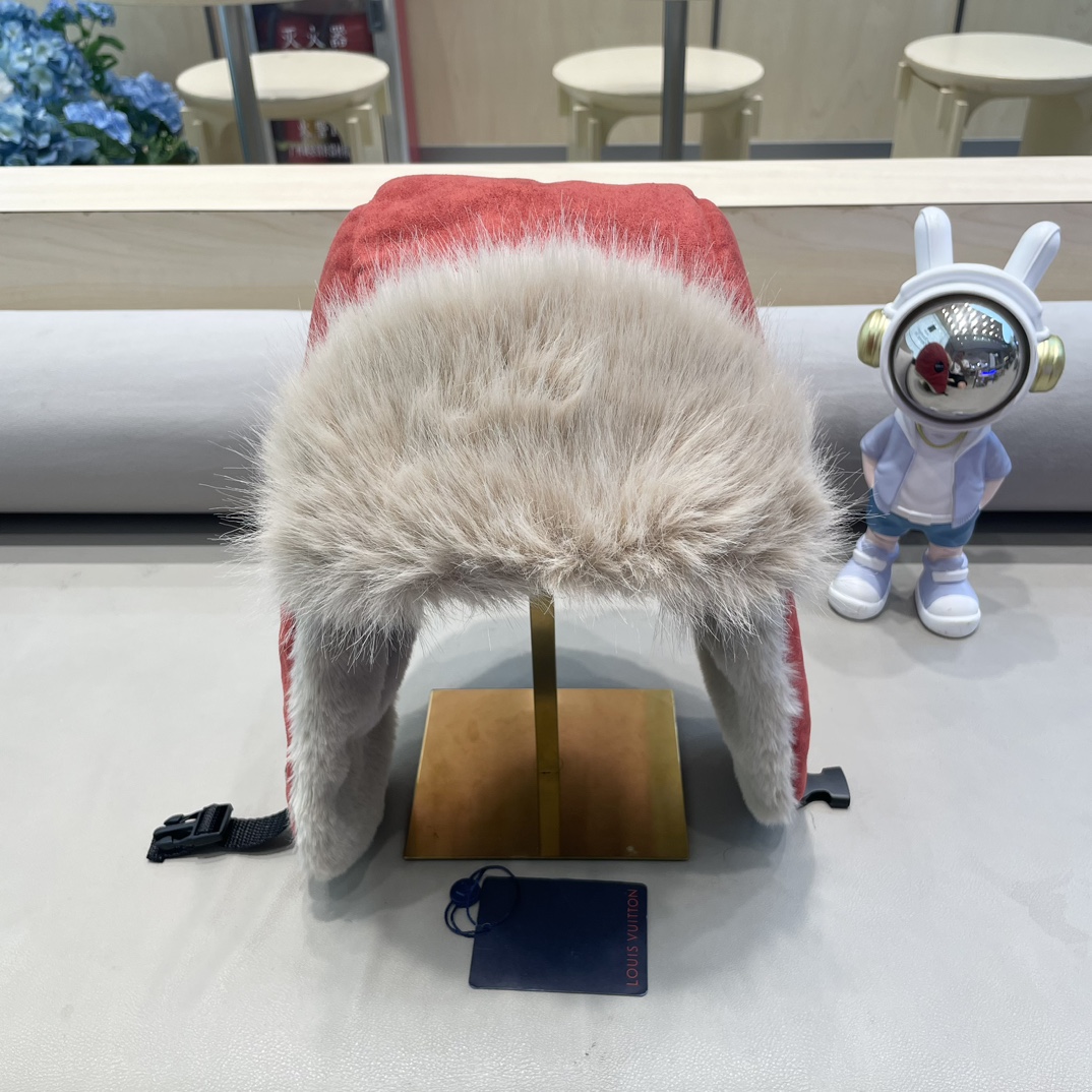 Lv路易威登2024新款加绒加厚骑行电动车防风护耳帽保暖东北雷锋帽
