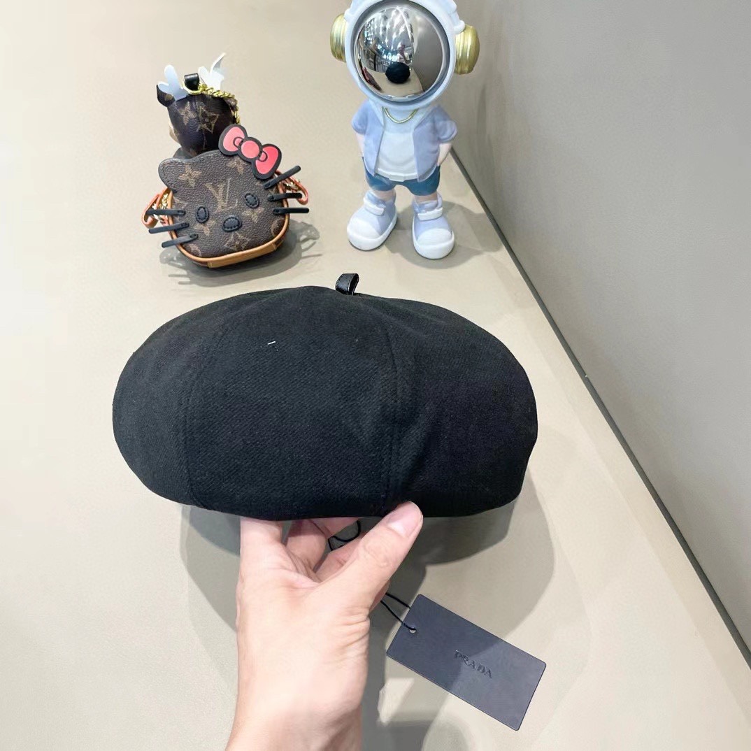 PRADA普拉达 贝雷帽南瓜女春秋款显脸韩系大头围2024新款