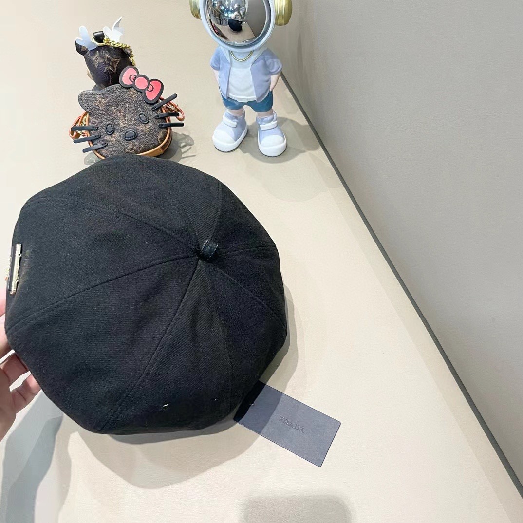 PRADA普拉达 贝雷帽南瓜女春秋款显脸韩系大头围2024新款