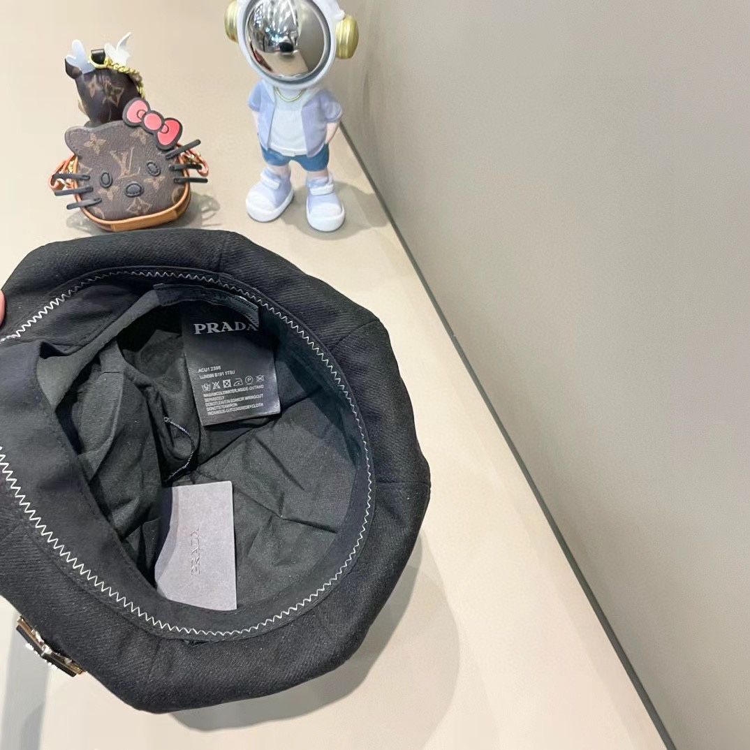 PRADA普拉达 贝雷帽南瓜女春秋款显脸韩系大头围2024新款