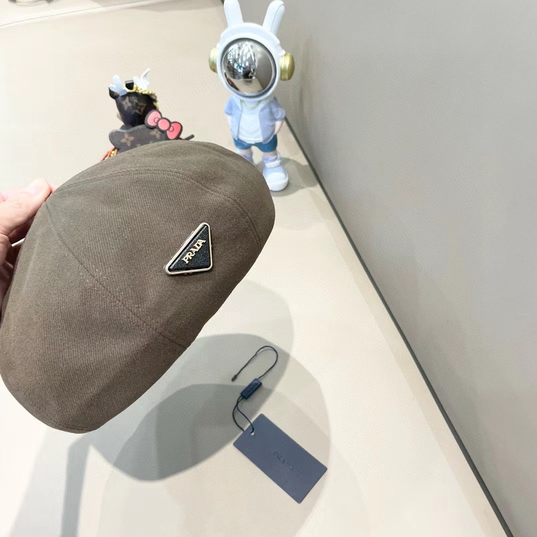 PRADA普拉达 贝雷帽南瓜女春秋款显脸韩系大头围2024新款