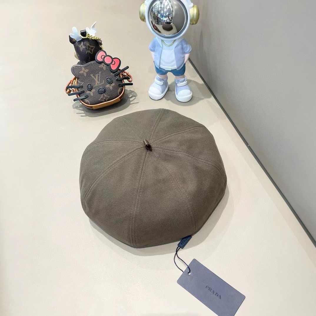 PRADA普拉达 贝雷帽南瓜女春秋款显脸韩系大头围2024新款